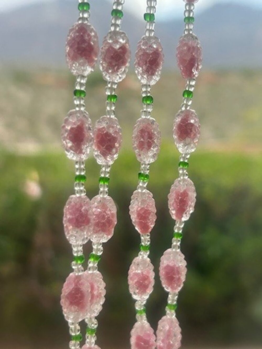 2-STRAND PINK JAPANESE GLASS “Berry Beads” NECKLACE